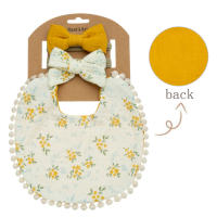 Juego de Baberos de Flor para Bebé 3Pcs Diademas con Lazos Pañuelo de Alimentación de Doble Lado - details 8