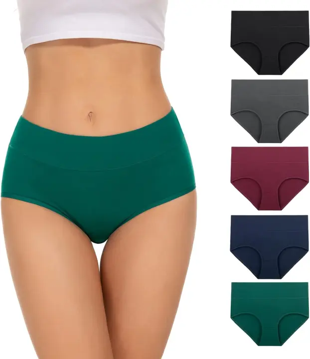 Ropa interior para mujer, Falda elástica de algodón, Bragas de cintura alta, 5 unidades - 1