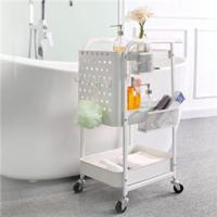 Carro de Almacenamiento de Alimentos Motorizado 3 Niveles, Carro de Metal con Ganchos, Rack de Almacenamiento con Ruedas para Cocina (Blanco) - details 4
