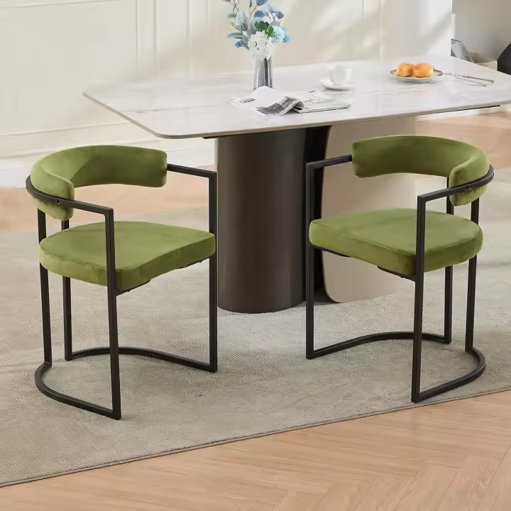 2 Sillas de Cocina con Reposabrazos, Sillas de Salón Modernas con Patas Metálicas Sillas de Descanso Simples para Hogar/Restaurante - 1