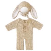 Ropa de Fotografía de Recién Nacido Gorro de Pelo de Mohair con Orejas de Conejo y Mono - details 4