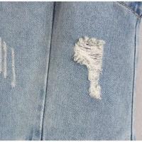 Top sin mangas rasgado azul claro para mujer usado en verano, chaleco vaquero, tendencia 2025 - details 6