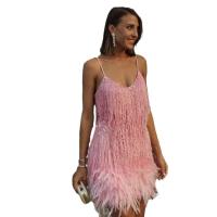 Nueva moda vestido de empalme de plumas de lentejuelas con flecos vestidos coloridos - details 11