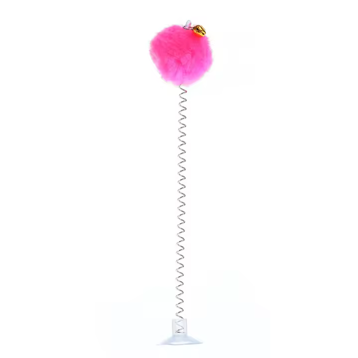Haqi-juguete para gato con ventosa, campana de resorte, Bola de piel, columpio, juguete para gato, estable - 1