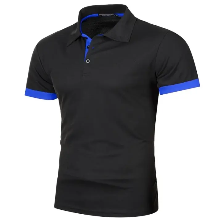 Nueva Camiseta Polo de Manga Corta para Hombre Ropa de Calle de Color Sólido - 1