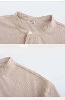 Blusa de manga larga con cuello Henley para hombre, camisa informal de talla grande, Azul, Gris, blanco, 3xl, 2xl, 44, 42 - details 6