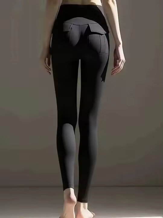 Nuevo 2025 Legging de cintura alta para realzar la cadera, gimnasio Fiess, sensación desnuda, mallas con bolsillos para Yoga para mujer, mallas de entrenamiento de talla grande - 1