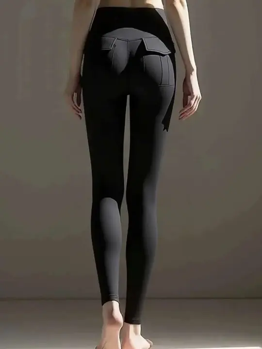 Nuevo 2025 Legging de cintura alta para realzar la cadera, gimnasio Fiess, sensación desnuda, mallas con bolsillos para Yoga para mujer, mallas de entrenamiento de talla grande - 1