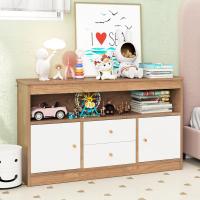 Armario de Juguetes para Niños, Estantería Infantil de Madera con Estante Abierto, 2 Cajones y 2 Puertas, Mueble Multifuncional para Salón, Dormitorio, Guardería, Jardín de Infancia (Natural) - details 7