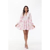 Vestido corto de encaje con cuello en V estampado de temperamento dulce nuevo de primavera para mujer - details 38