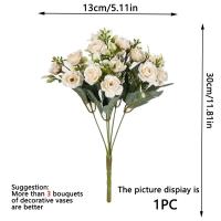 15 cabezas, 5 tenedores, rosa de seda Artificial, pequeños brotes de té, regalos, flores artificiales, álbum de recortes, ramo de novia de boda - details 0