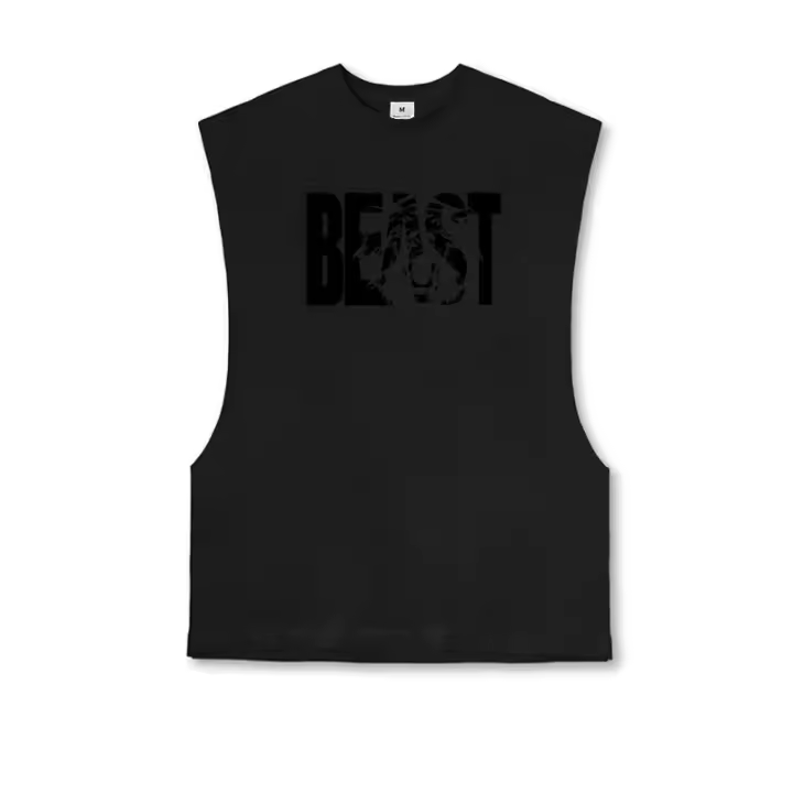 Camiseta grande sin mangas, corte lateral para hombre, traje de culturismo de secado rápido con estampado L - 1