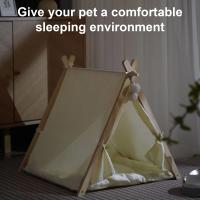 Cama de madera para perros y gatos, tienda de campaña de diseño Simple, prevención de mosquitos, casa de dormir para mascotas, producto para interiores, verano e invierno - details 10