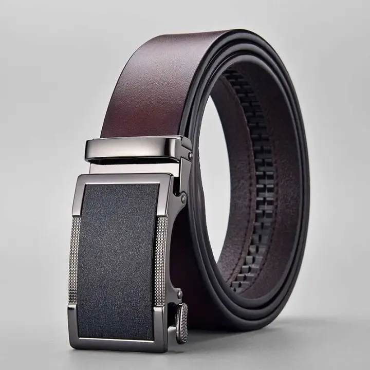 Cinturón de Cuero de Vaca de Negocios para Hombres BUNO Hebilla Automática de Metal, Ajuste Perfecto para Jeans Alta Calidad Auténtica - 1