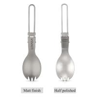 Vajilla plegable de titanio pulido mediano Lixada Spork, utilizada para cenas al aire libre, VIES, camping, mochilas - details 3