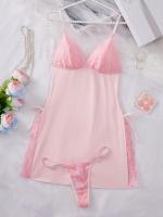 Conjunto de camisón y braguita de diseño encantador con tirantes finos y cuello en V, ropa sexy para mujer - details 25