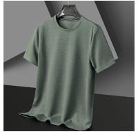 Polo de manga corta para hombre, camiseta de manga corta de algodón con cuello redondo y empalme a la moda de Polot liso con gofres, para uso diario - details 16