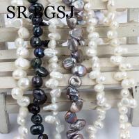 Venta al por mayor, cuentas perforadas laterales, negro, blanco, rosa, perlas naturales de agua dulce, fabricación de joyas, cuentas artesanales DIY de 14'' - details 3