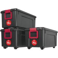 Caja de almacenamiento de plástico grande Caja de garaje de 60 l Lote de 3 SIA-60 Negro Apilable - details 17