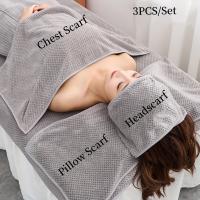 Juego de toallas de spa sin perfume de 3 piezas: pañuelo para la cabeza, almohada y toallas para el pecho a cuadros de piña para el control de la piel en el salón de belleza, no necesita electricidad ni batería - details 0