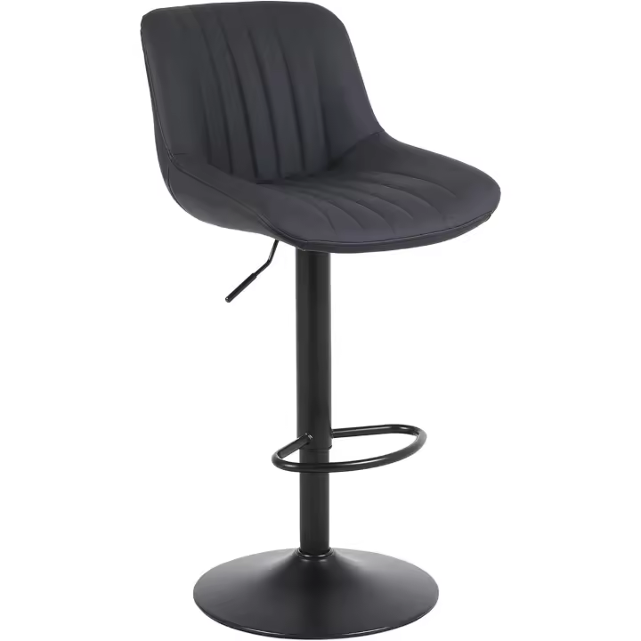 Taburete de bar giratorio de altura con respaldo, taburete alto ajustable de cuero PU, taburete - 1
