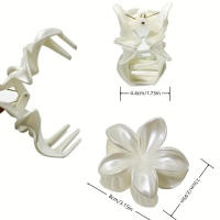 2/4Pcs Clip Para El Cabello De Flor Beige Para Mujer Estilo Bohemio Accesorios De Playa Moda Casual Pinza Para Cabello De Tiburón - details 0