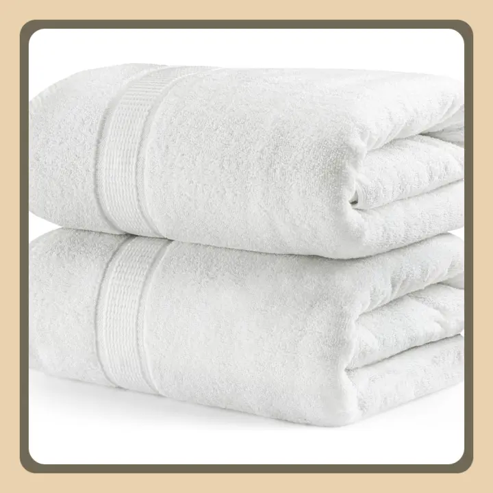 Juego de 2 (80 x 200 cm), Toallas XXL para Sauna, Toallas de Baño, Sábanas de Baño, Toallas Extra Grandes con Gancho Altamente Absorbentes, 100% Algodón (Blanco) - 1