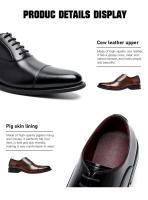 Zapatos de vestir de lujo para hombre, de cuero genuino italiano clásico Oxford de oficina - details 10