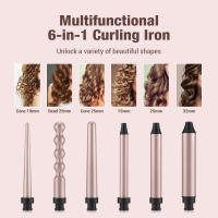 Rodillo para rizar el cabello multifuncional 6 en 1 con barril giratorio herramienta para estilizar el cabello - details 2