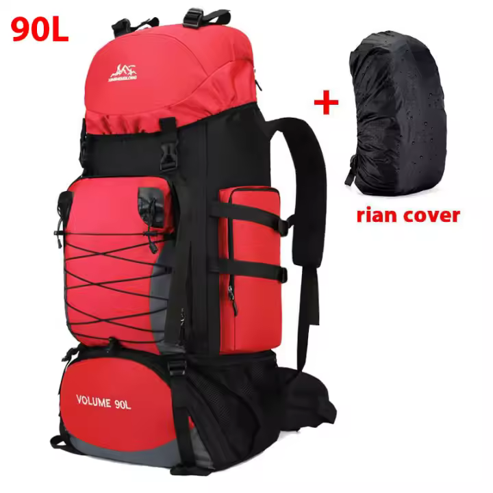 Mochila de Montañismo para Acampar y Viajar de 80-100 litros Para Hombres y Mujeres con Cubierta de Lluvia Bolsa Grande de Nylon para Deportes al Aire Libre - 1