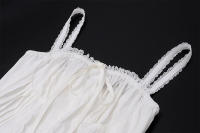 BUNO Mini vestido plisado estético para mujer, elegante Y2K, blanco, sin mangas, cuello cuadrado, con cordones y hombros descubiertos, vestidos de fiesta de primavera - details 12