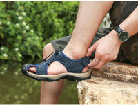 Sandalias cómodas de verano para hombre, zapatos informales de playa y exterior, antideslizantes, de tacón plano, de cuero - details 3