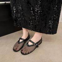 En verano, usar punta redonda, hebillas rectas, informales y cómodas, zapatos planos de mujer, zapatos individuales Mary Jane recortados, zapatos de red - details 2