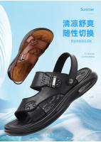 Sandalias de hombre zapatos de playa de piel de vaca de primera capa de moda sandalias de cuero de conducción casual para hombre extra grandes - details 2