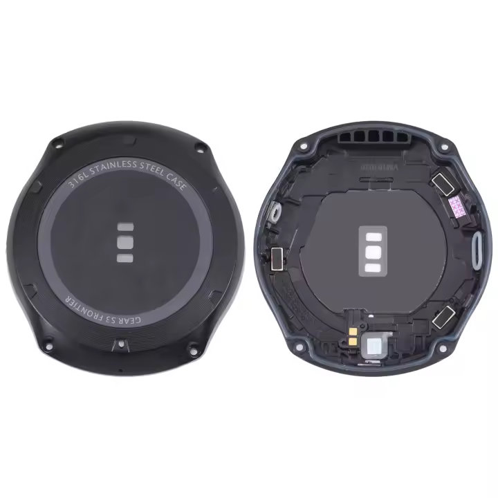 Cubierta de carcasa trasera con lente de cristal para Samsung Gear S3 Frontier SM-R760 (negro) - 1