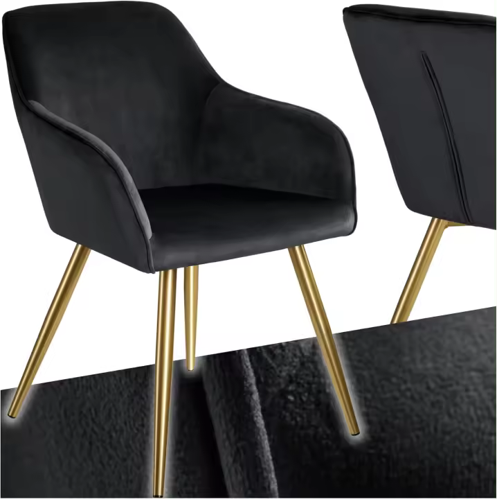 Juego de Sillas Tapizadas en Terciopelo, Sillas de Comedor Ergonómicas y Versátiles, Gran Estabilidad y Capacidad de Carga, Sillas Cocina Elegantes - 1 Silla Crema/Oro - 1