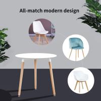 Mesa de Comedor, Estilo escandinavo Ronda Mesa y Patas de Madera de Haya, 80*72 cm, Color Blanco - details 14