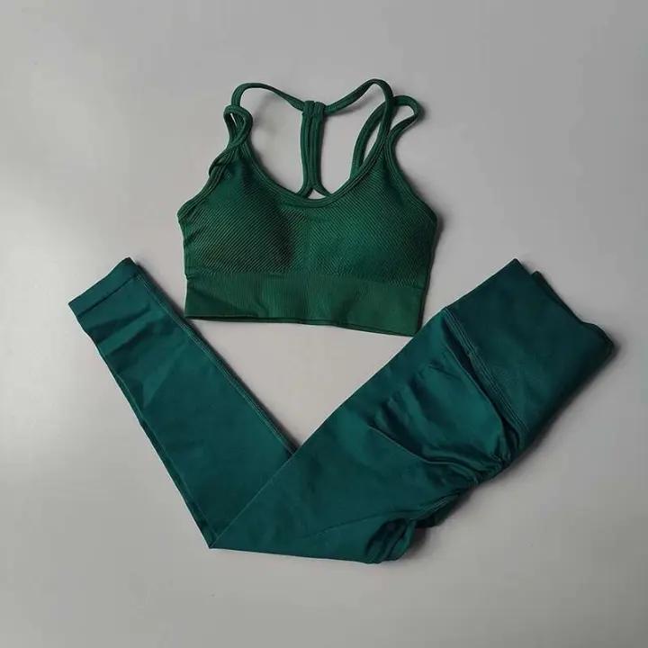 Conjunto de sujetador deportivo para mujer, malla profesional para levantamiento de cadera, FINESS, amortiguador, correr, Tre de yoga, ropa de entrenamiento, 2 - 1