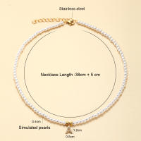 Imitación de perlas para mujeres, Pendientes de letra inicial con encanto de nombre de micro-inserción de circonita de moda Colla - details 1