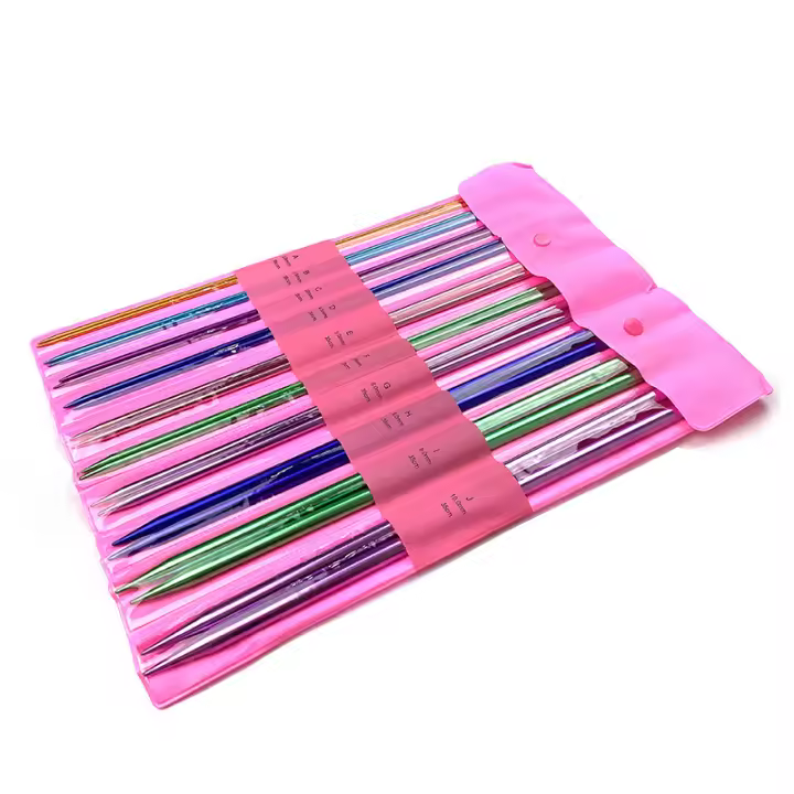 Agujas de Punto de Aluminio Largas para Tejer DIY Herramienta de Encuadernación de Suéteres y Bufandas Juego de 10 Pares de 35cm/25cm - 1