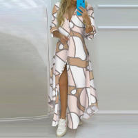 Ropa de mujer europea y americana temperamento impresión de un solo pecho dividido camisa vestido 661 - details 12