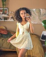Falda corta con estampado Floral para mujer, falda de cintura alta con cremallera, color amarillo S, Verano - details 12