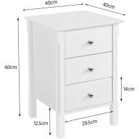 Mesitas de Noche de 3 cajones Mesitas de Noche de Estilo Moderno Estructura Robusta Cajones espaciosos para Dormitorio, Pasillo, balcón, salón 40x40x60 cm Blanco - details 2