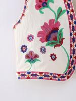 Chaleco Floral bordado Vintage para mujer, chaleco abierto sin mangas, Top corto informal de verano - details 7