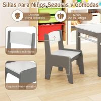 Juego de mesa de arte y actividades para niños, mesa de manualidades con 2 sillas, rollo de papel, estantes y 4 cestas de tela, para niños en la sala de juegos (gris) - details 1