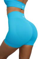 Novedad de verano, pantalones cortos deportivos para gimnasio y Yoga para mujer, pantalones cortos deportivos con estampado de silicona, pantalones cortos deportivos sin costuras con banda acanalada baja - details 4