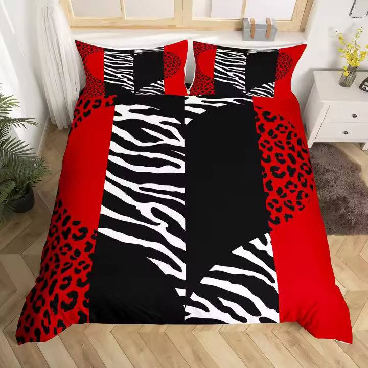 Juego de Ropa de Cama de Leopardo Estampado 3PCS Funda de Edredón de Poliéster - 1