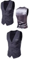 2019 nuevos hombres Slim Fit otoño chaleco de un solo pecho estilo coreano ropa Casual bolsillo falso para una silueta más delgada - details 22