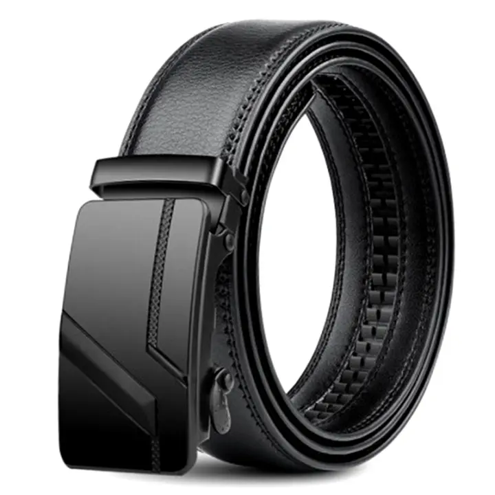 Cinturón de cuero PU negro con hebilla automática para hombre, alta calidad, 105, 150, 140, 130, 160, 170cm, talla grande - 1