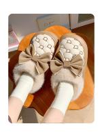 Tiendas Botines de plataforma para mujer, botines de nieve de invierno con lazo de diseñador, zapatillas mullidas para interiores, zapatos planos de casa para mujer, calzado cálido a la moda - details 3